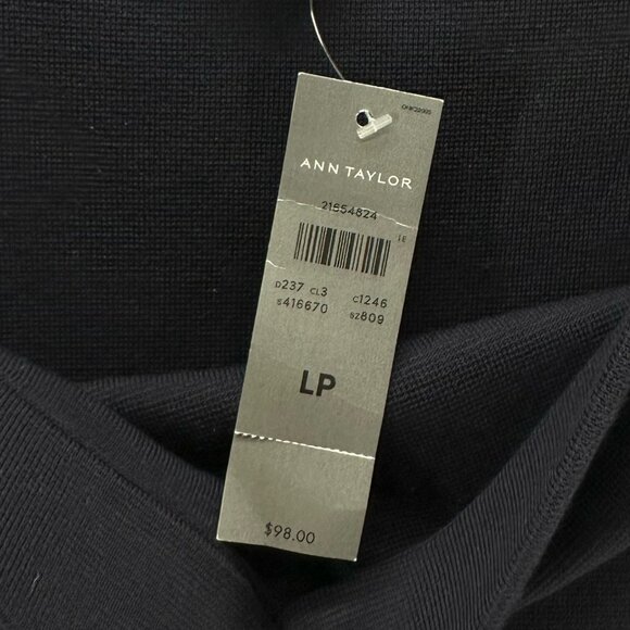 Ann Taylor Top and Skirt Set Womens LP Laser Cut Trim Stretchy Knitted Navy Blue - Picture 11 of 16